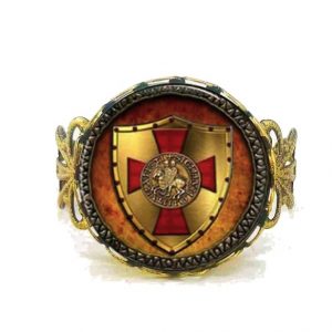Glass Cabochon Vintage Knights Templar Ring