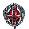 Red Stone Crusader Shield Ring