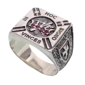 Templar Ring stainless steel with stones Masonic