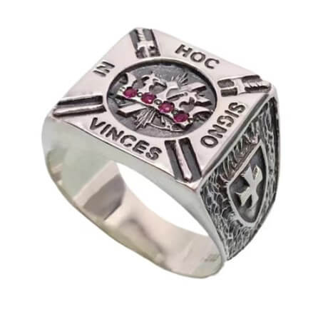 New Knights Templar Ring Stainless Steel With Stones - Masonic Jewelry