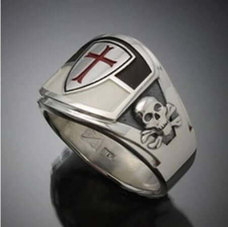 Vintage Red Cross Skull Rings For Men Punk Fashion Jewelry Retro