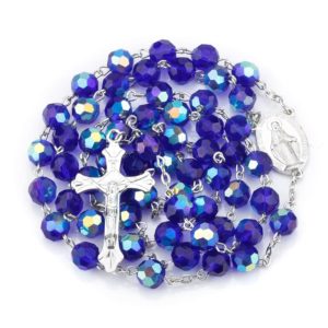 Blue Rosary Necklace