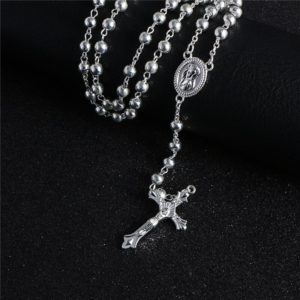 Silver Necklace Rosary