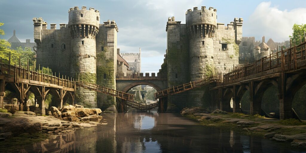 Exploring Structures That Cross Moats: A Visual Guide
