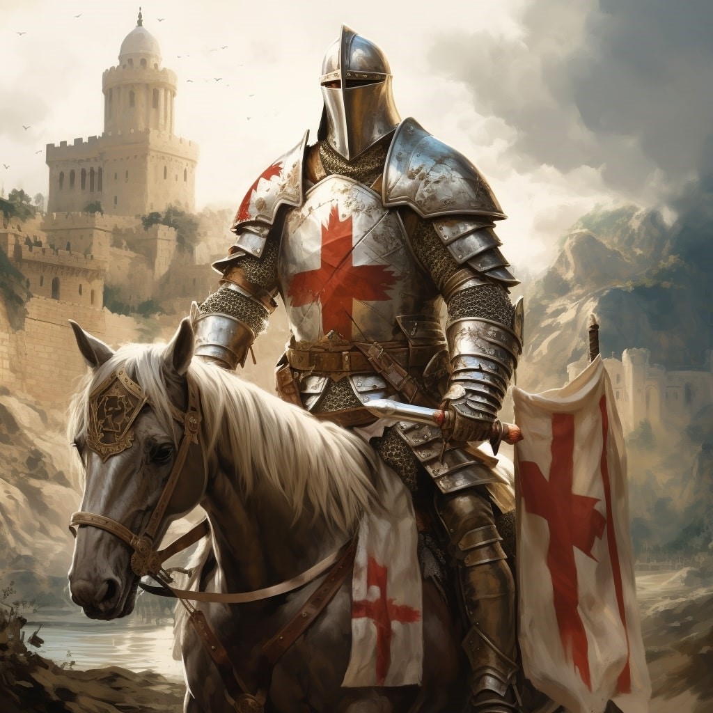 crusader knight on horse